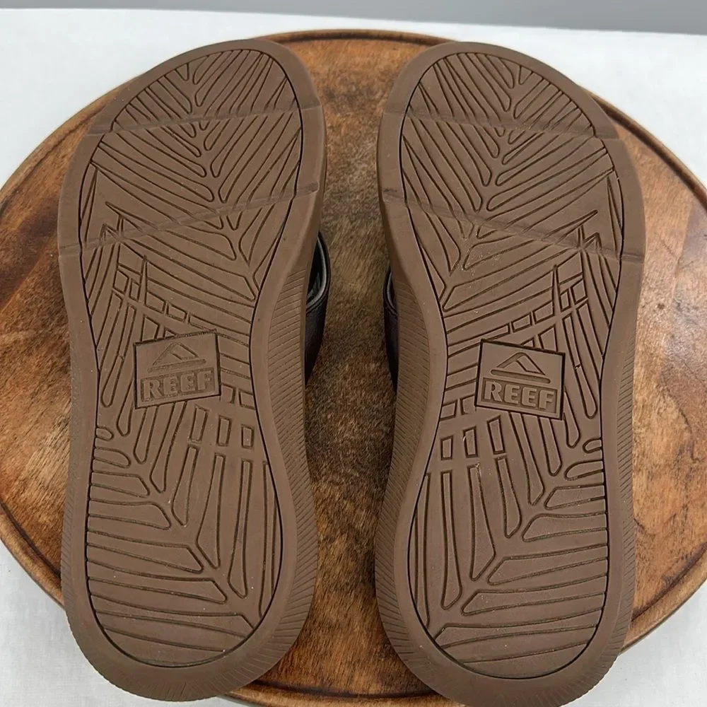 Reef Sandals Mens 13 Santa Ana Brown Faux Leather Thong Flip Flop Beach Surf